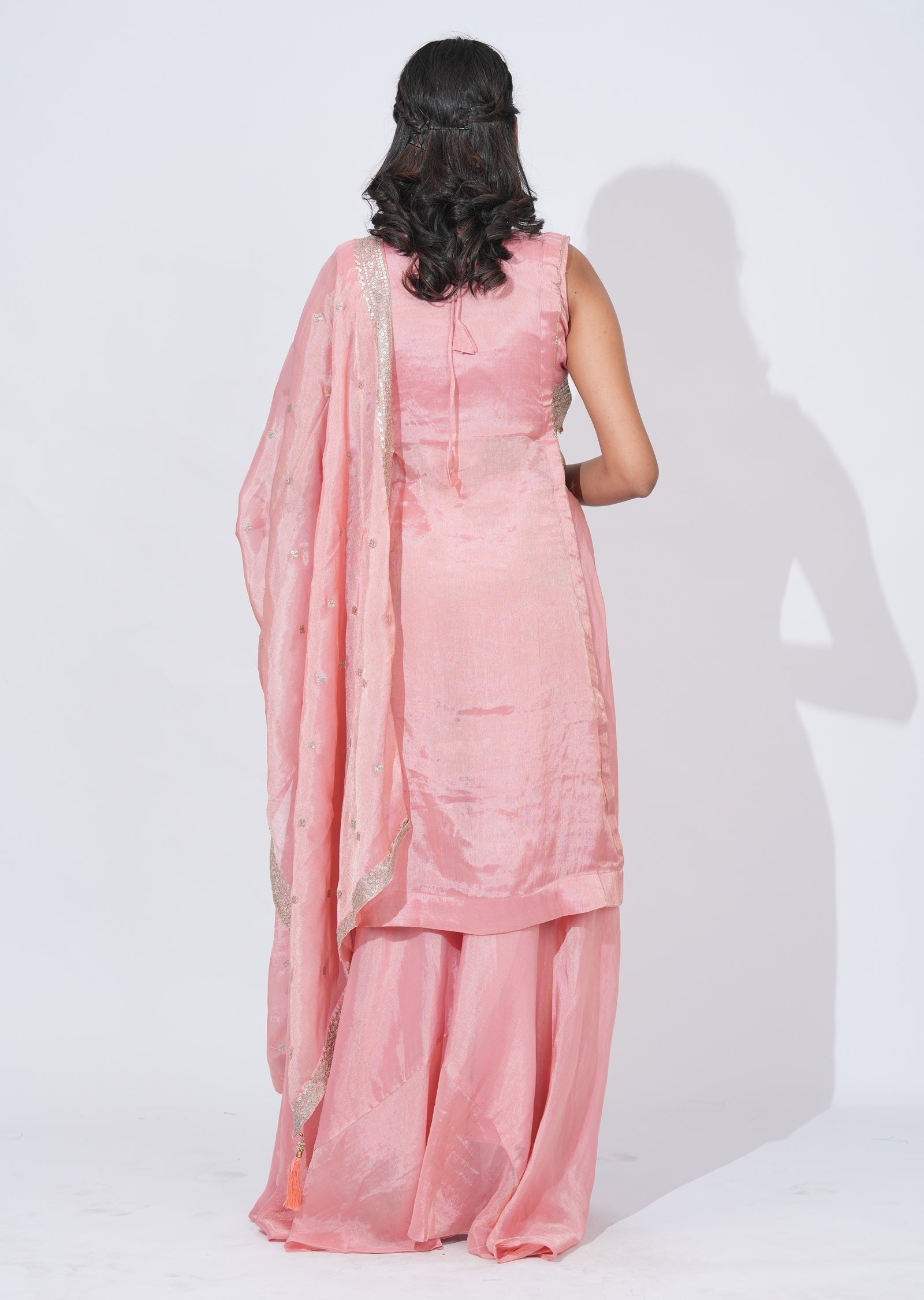 Peach Tissue straight cut Suit