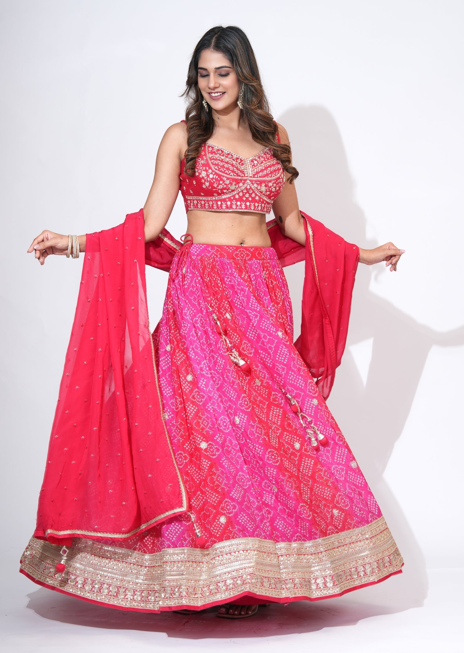 Pink Georgette Lehenga Set