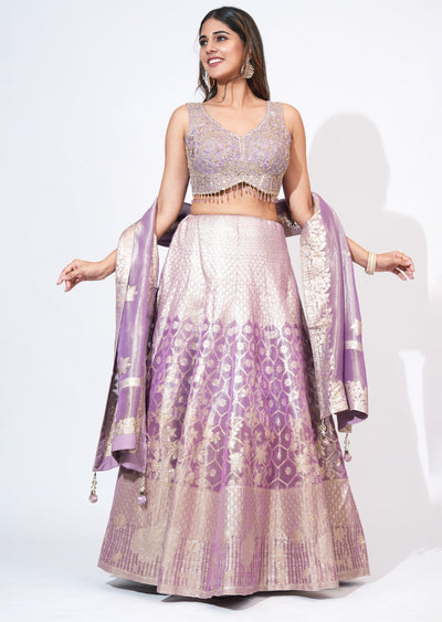 Mauve Tissue Lehenga Set