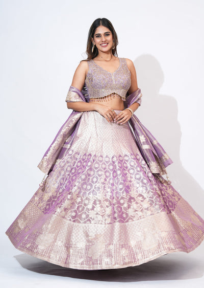 Mauve Tissue Lehenga Set