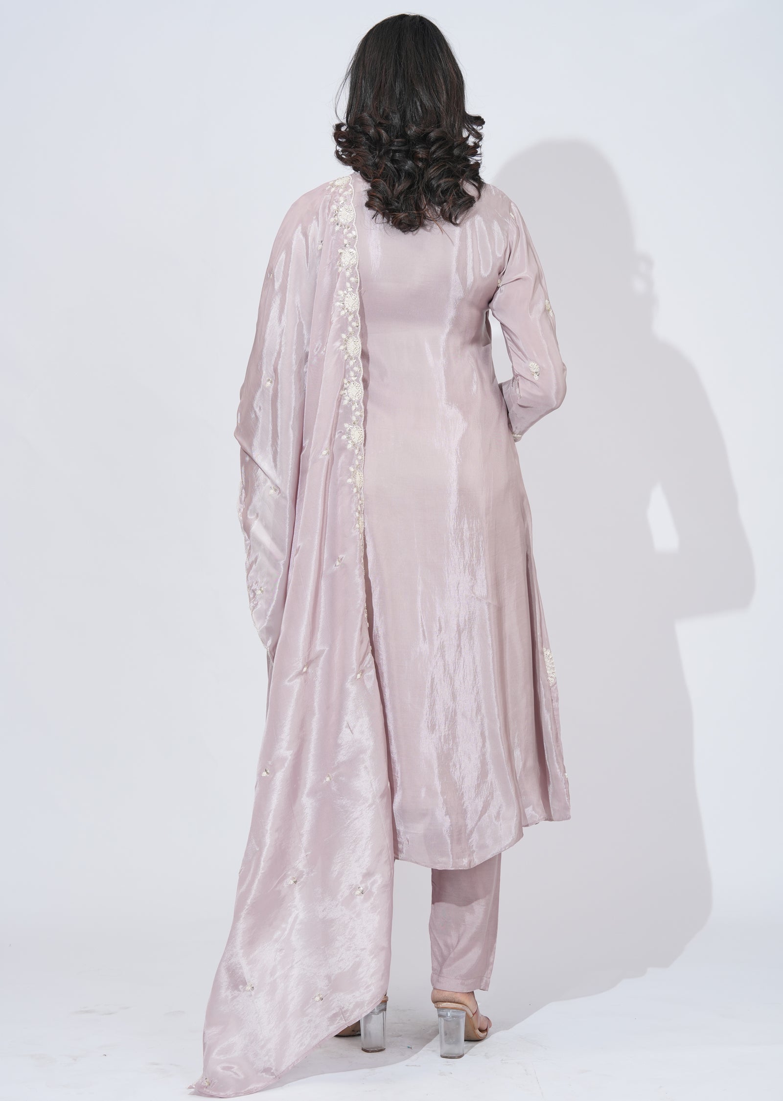 Pink Chinnon Anarkali Suit