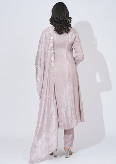 Pink Chinnon Anarkali Suit