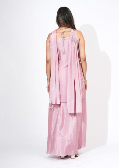 Pink Silk Sharara Set