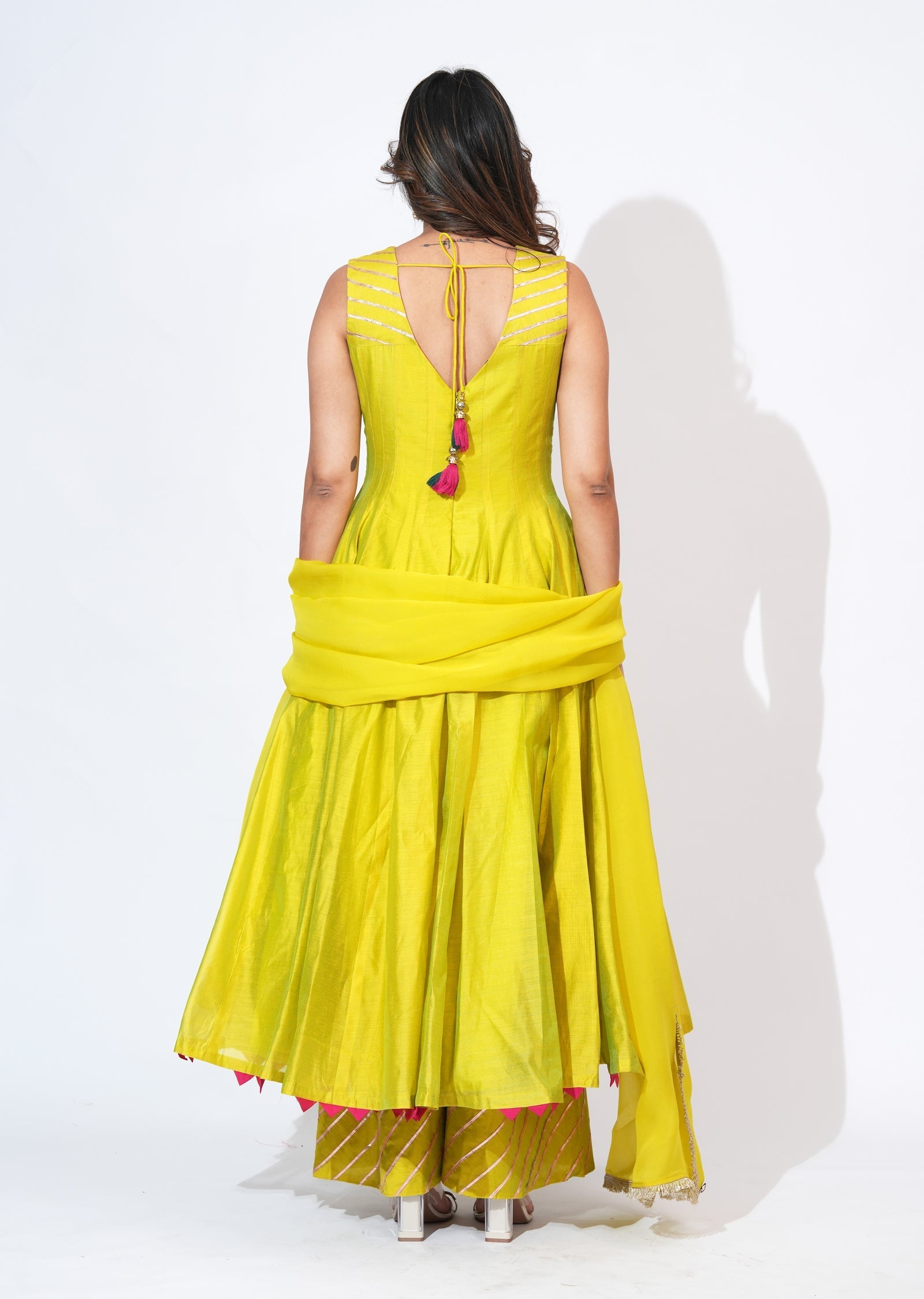 Green Silk Anarkali Set