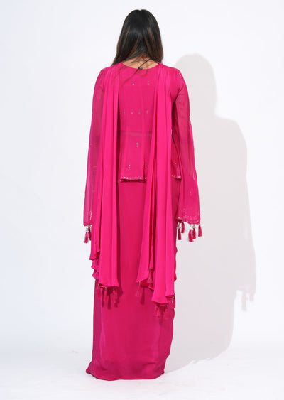 Pink Silk Indowestern Set