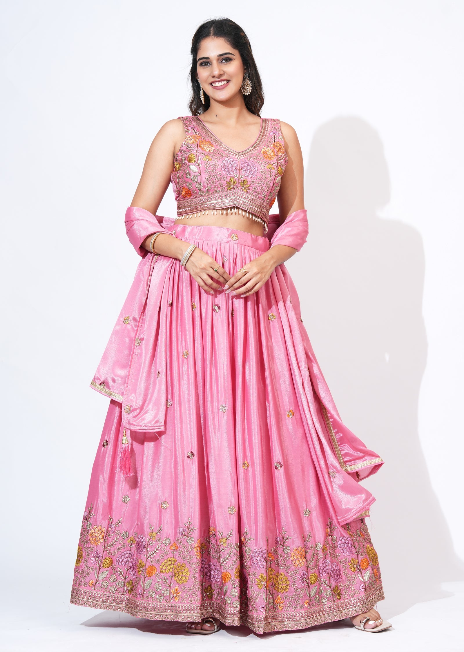 Light Pink Silk Lehenga Set