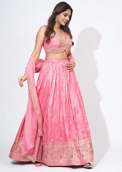 Pink Silk Lehenga Set