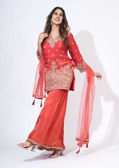 Coral Sharara Set