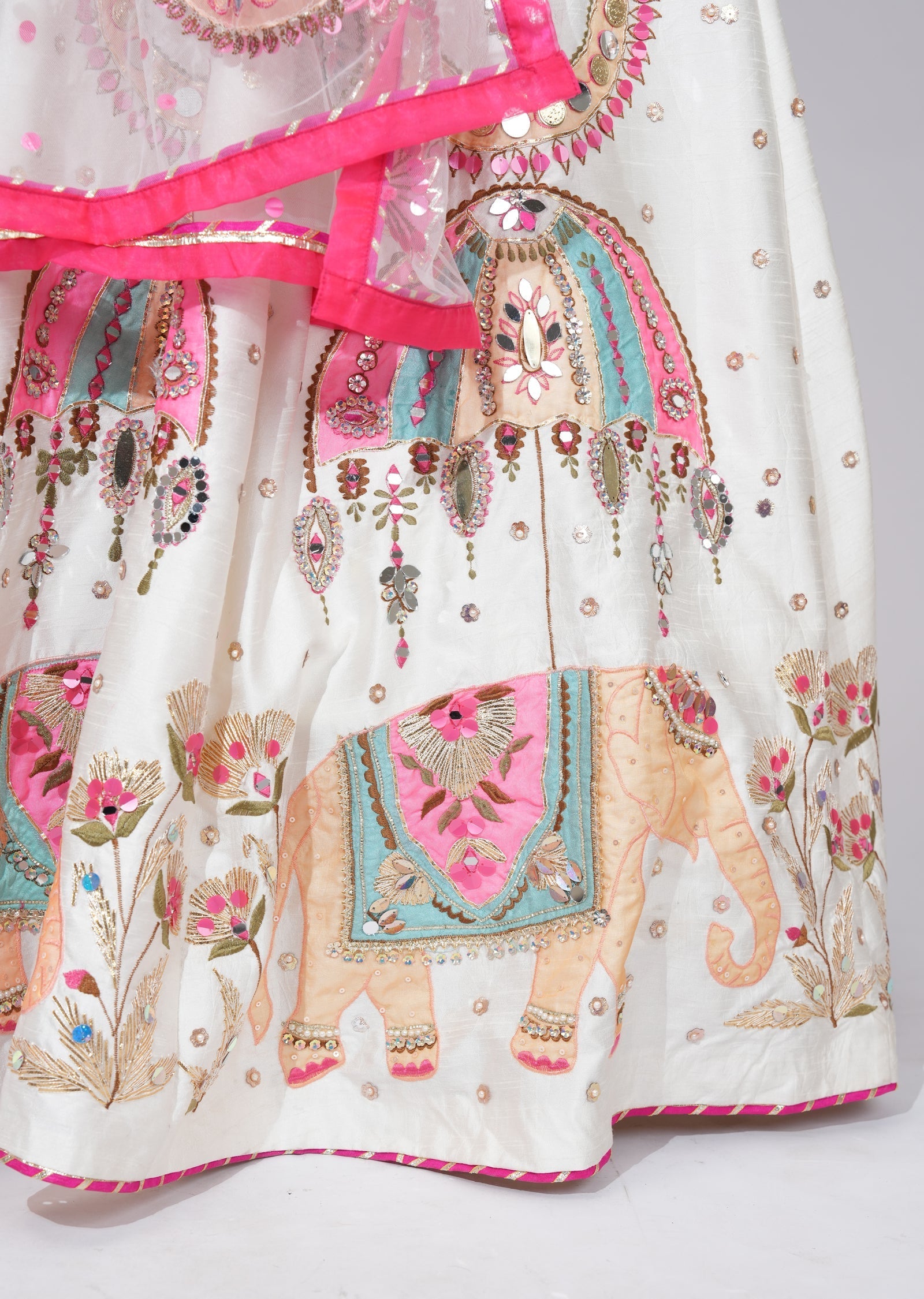 White Silk Lehenga Set
