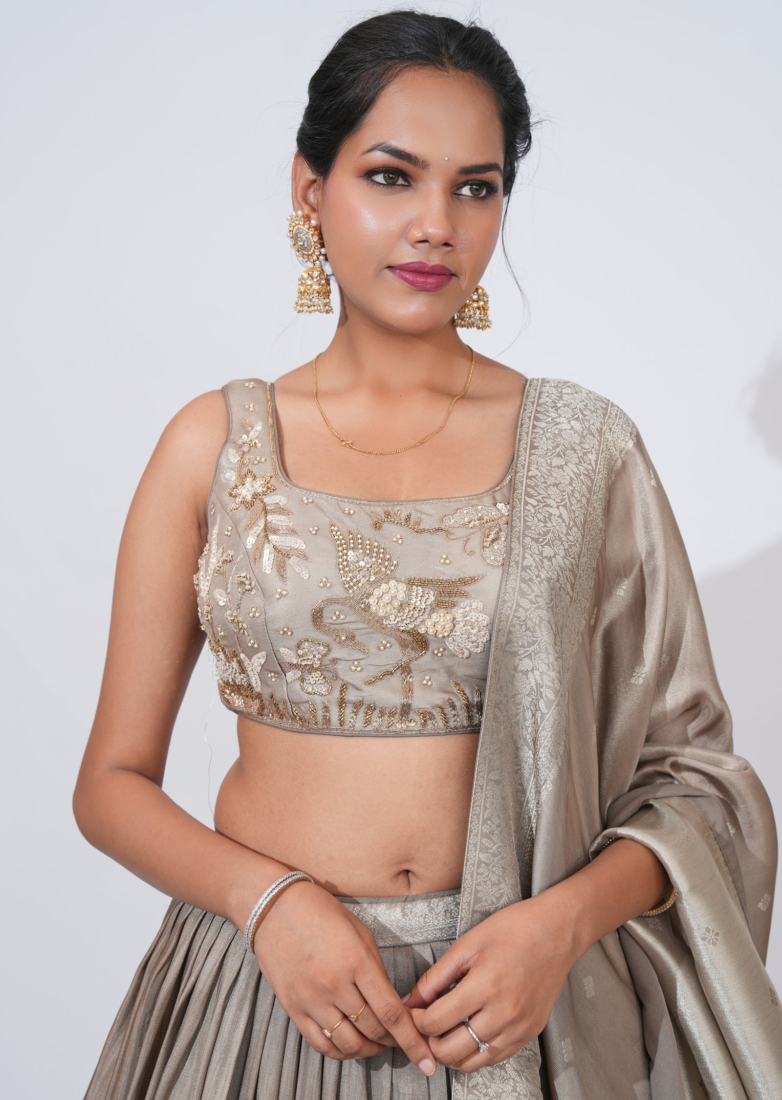 Mouse Tissue Lehenga Set