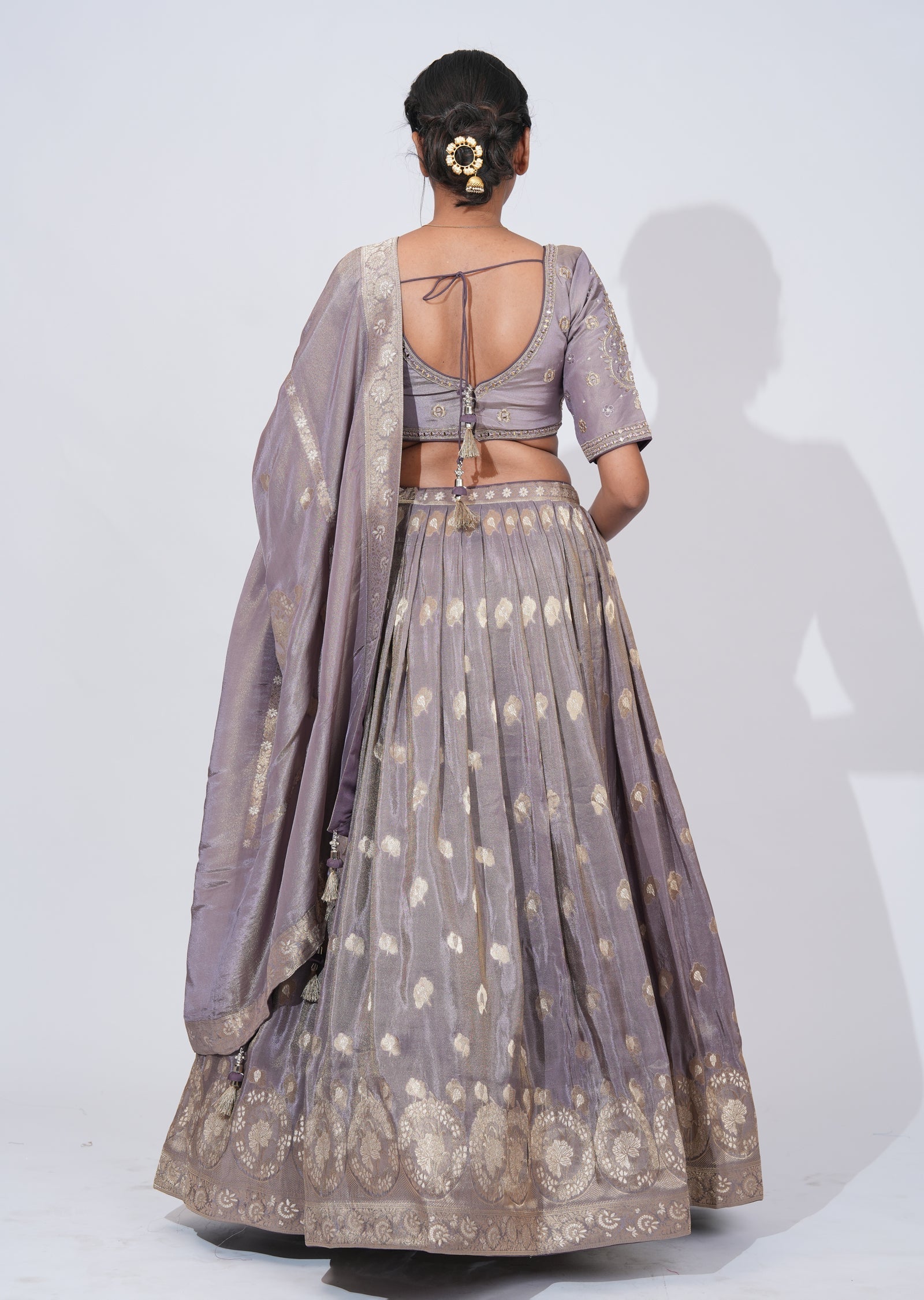 Mauve Tissue Lehenga Set