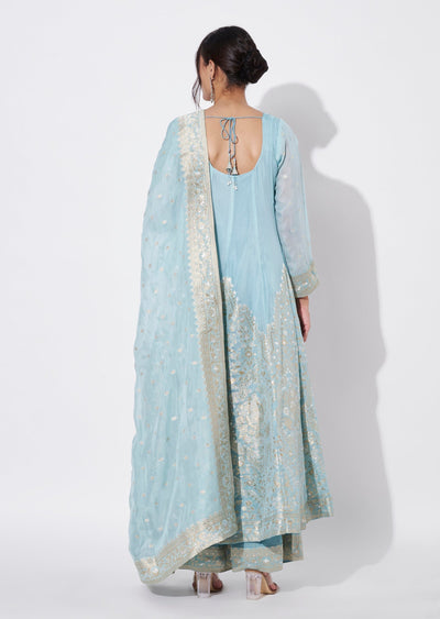 Dusty Blue Georgette Anarkali Suit