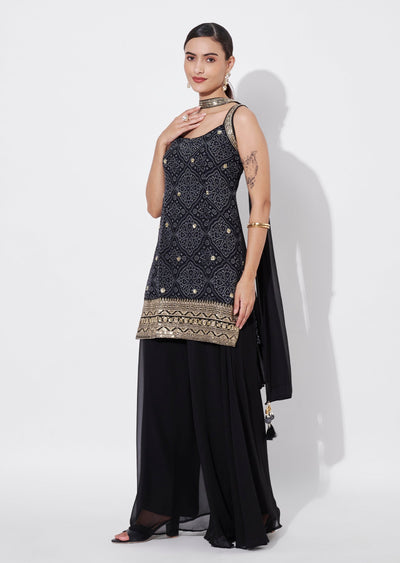 Black Georgette Sharara Set
