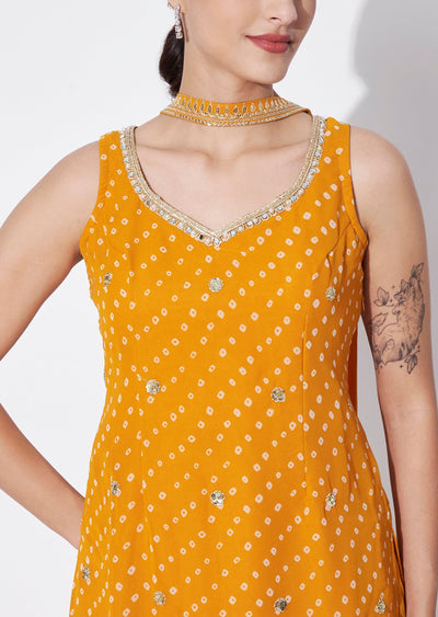 Yellow Georgette Sharara Set