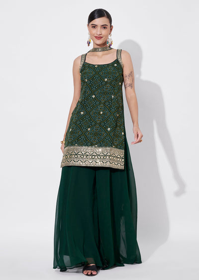 Green Georgette Sharara Set