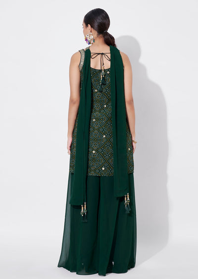 Green Georgette Sharara Set
