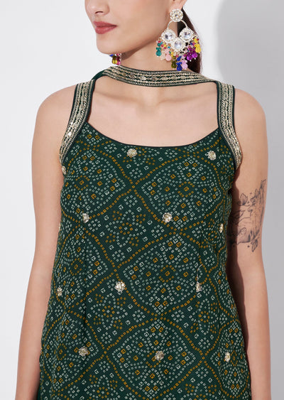 Green Georgette Sharara Set