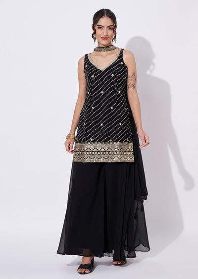 Black Georgette Sharara Set