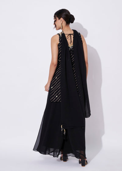 Black Georgette Sharara Set
