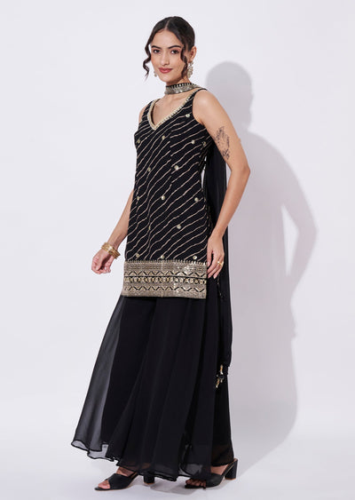 Black Georgette Sharara Set