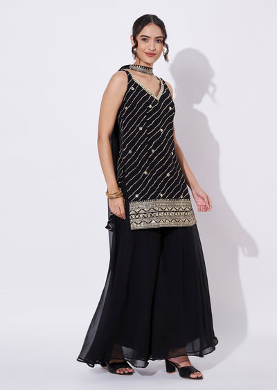Black Georgette Sharara Set
