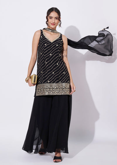Black Georgette Sharara Set