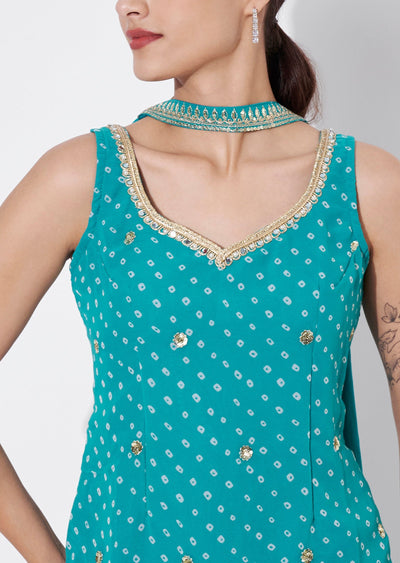 Green Georgette Sharara Set
