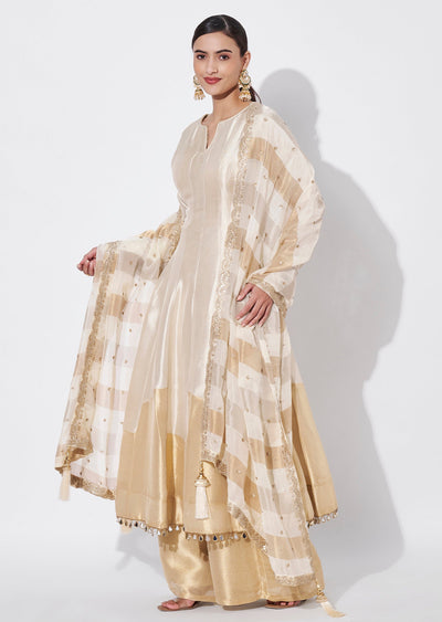 Cream Tissue Anarkali Suit