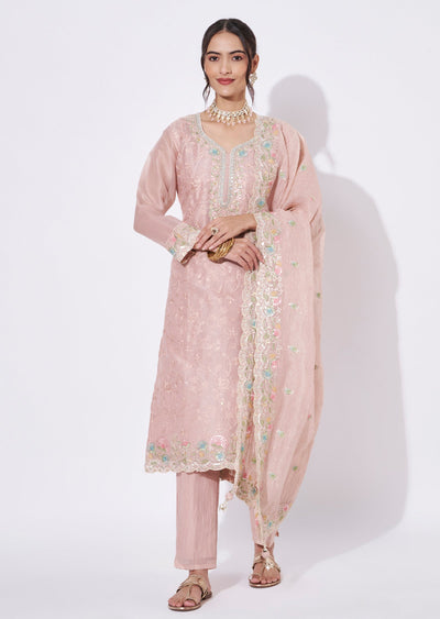 Peach Tissue Straight cut Suit