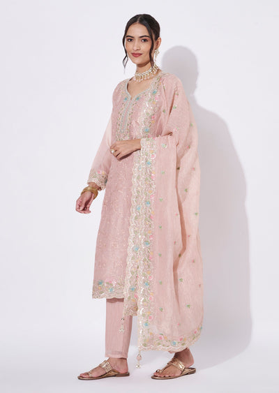 Peach Tissue Straight cut Suit