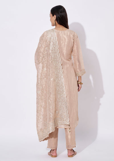 Peach Tissue Straight Cut Suit