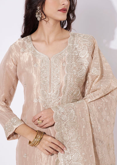 Peach Tissue Straight Cut Suit