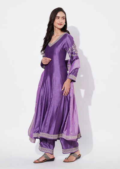 Lavender Silk Anarkali Suit