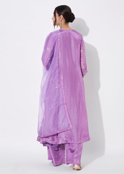 Purple Tissue Anarkali Suit