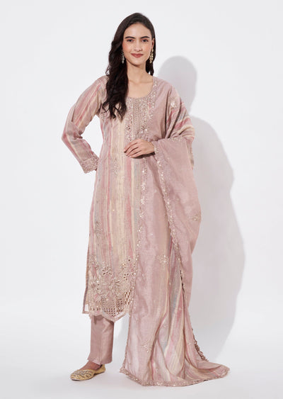 Onion Pink Tissue Straight Cut Suit