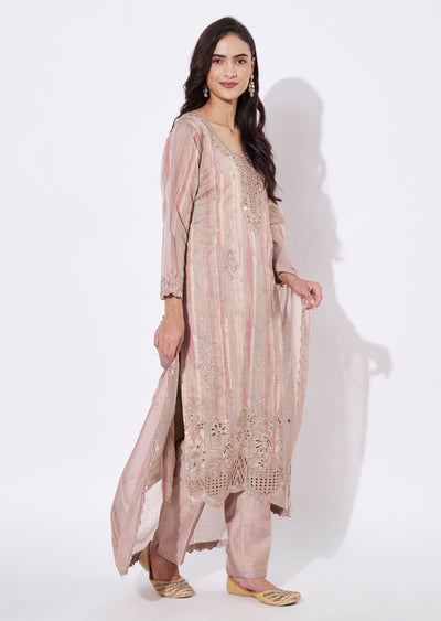 Onion Pink Tissue Straight Cut Suit