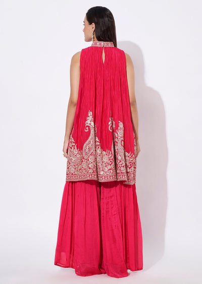 Pink Chinnon Sharara Set