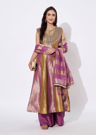Wine Silk Anarkali Suit