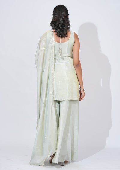 Green Tissue Sharara Set