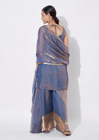 Teal Blue Sharara Set