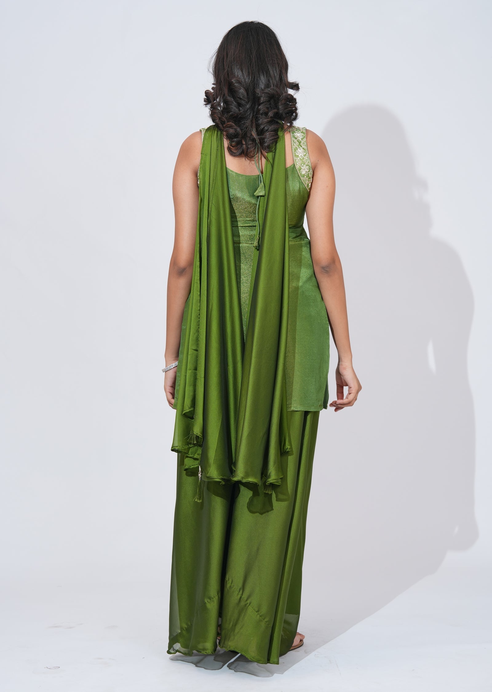 Green Tissue Sharara Set