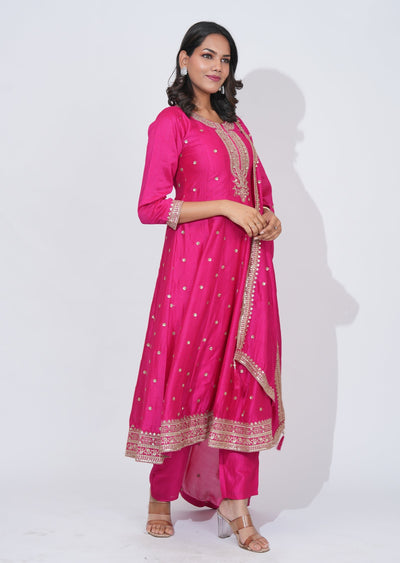 Pink Tissue Anarkali Suit