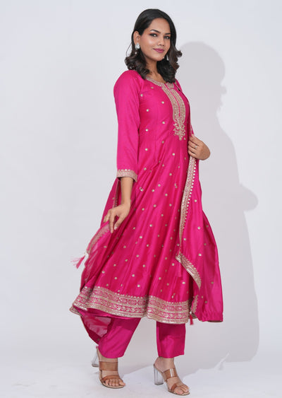 Pink Tissue Anarkali Suit