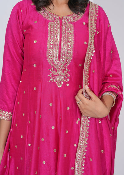 Pink Tissue Anarkali Suit