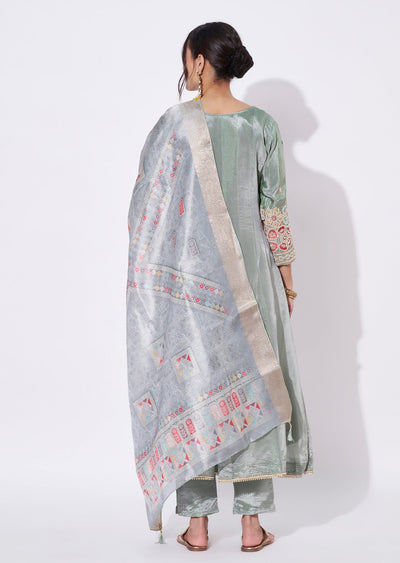 Dusty Green Silk Anarkali Suit