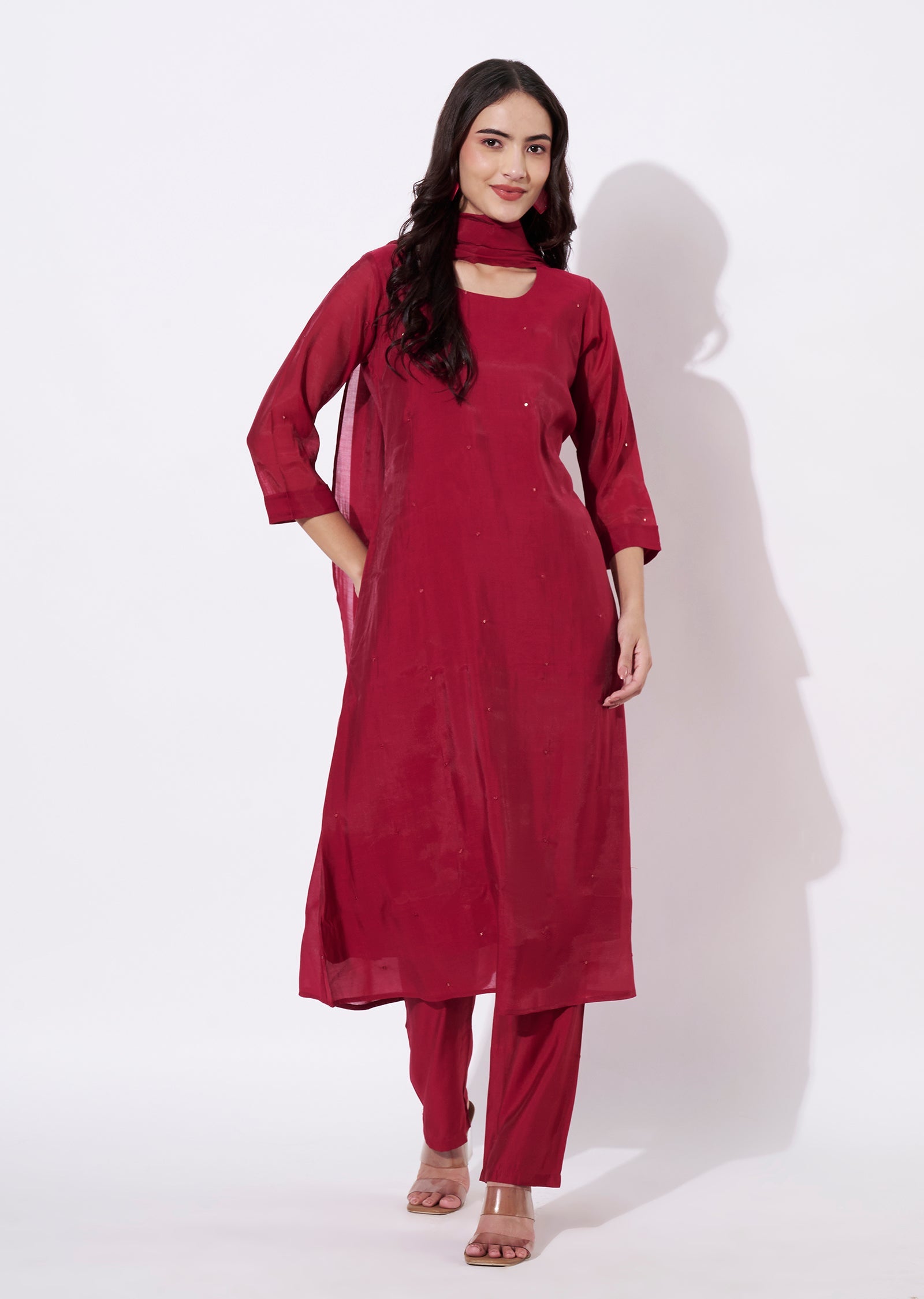 Rani Pink Silk Anarkali Suit