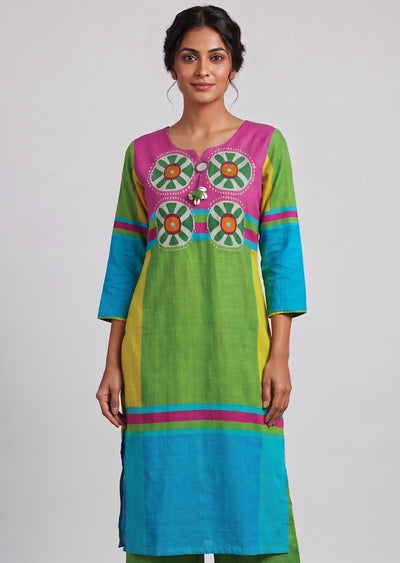 Multi Color Printed Cotton Kurti Set
