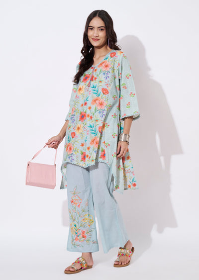 Light Grey Cotton Tail cut kurti set
