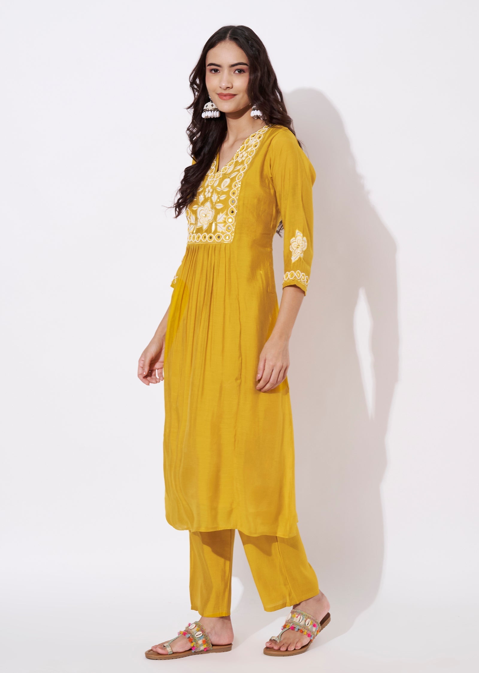 Yellow Russian Silk Straight cut set