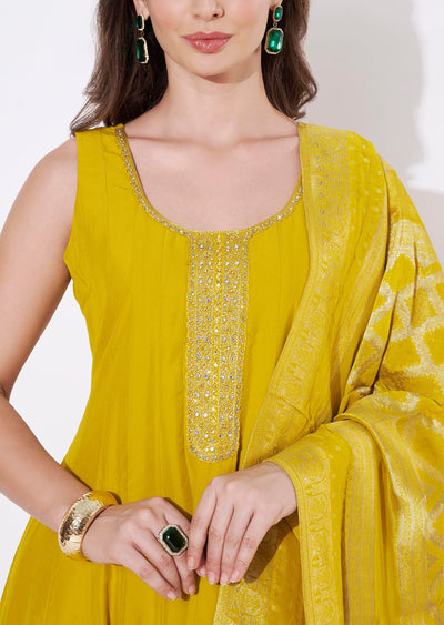Yellow Silk Anarkali Suit